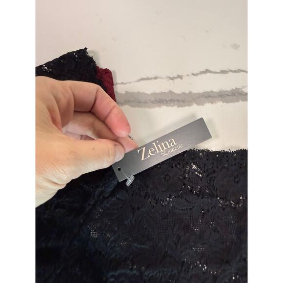 NWT Zelina Lingerie Underwear Panties Women's Size Medium Wine Red / Black - Picture 4 of 10